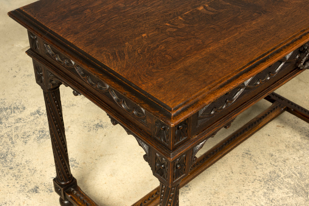 Late 19th Century French Gothic Revival Carved Oak Writing Desk