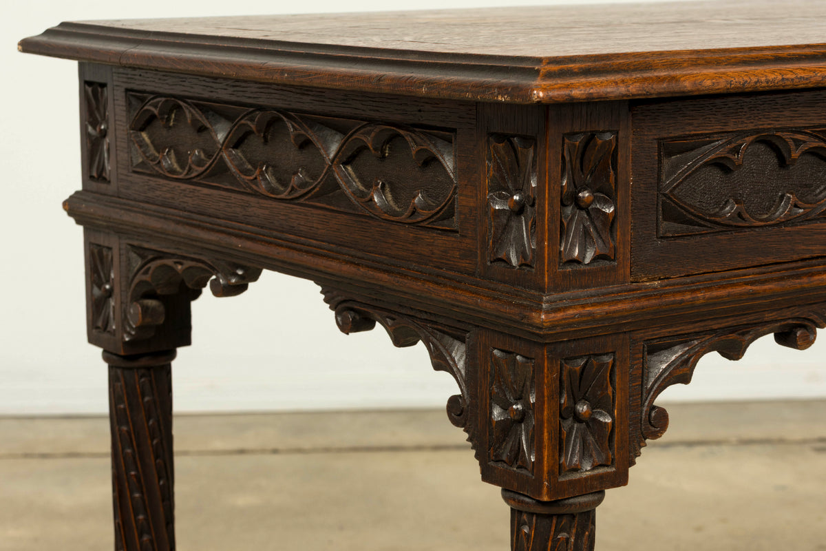 Late 19th Century French Gothic Revival Carved Oak Writing Desk
