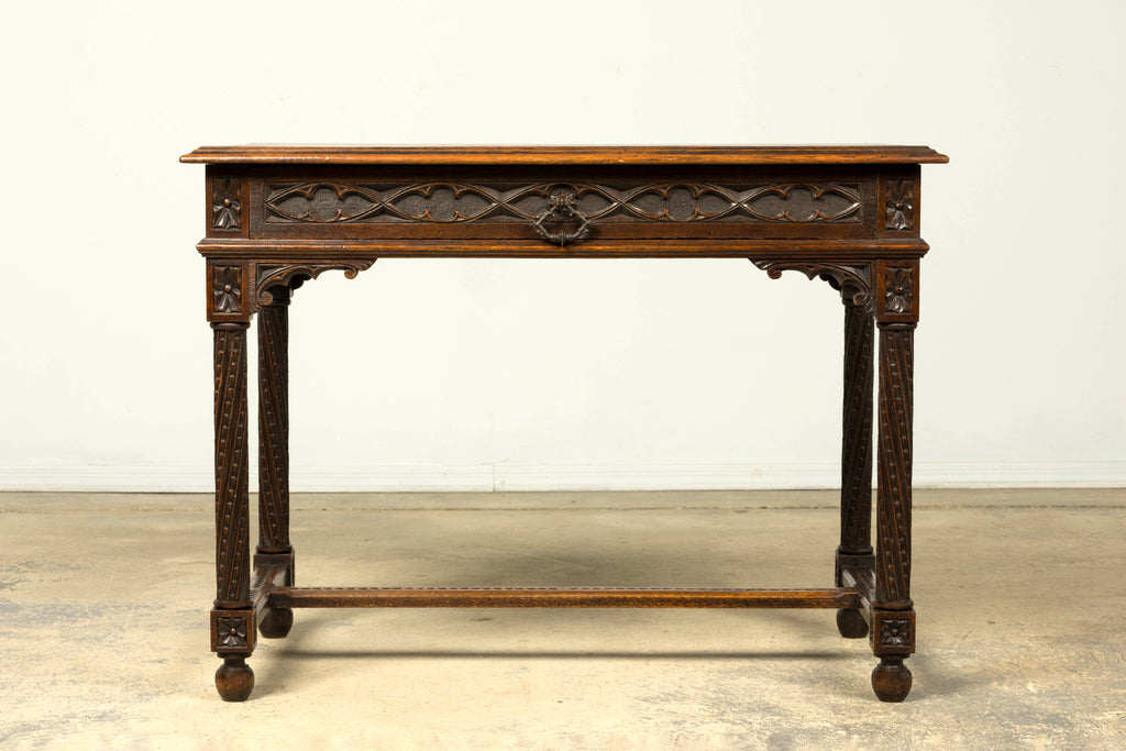 Late 19th Century French Gothic Revival Carved Oak Writing Desk