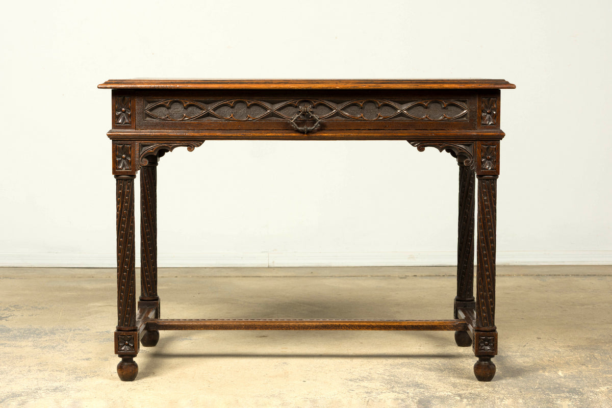 Late 19th Century French Gothic Revival Carved Oak Writing Desk