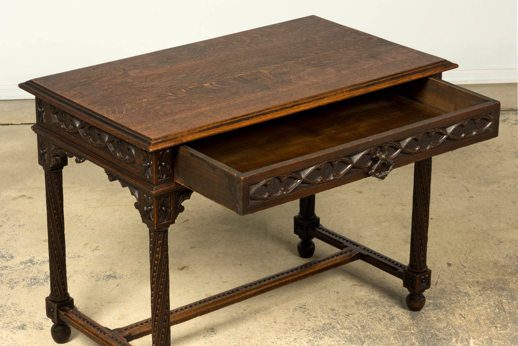 Late 19th Century French Gothic Revival Carved Oak Writing Desk