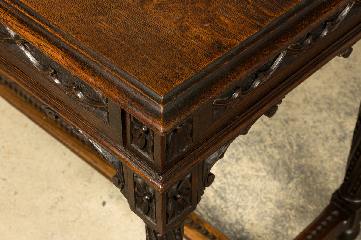 Late 19th Century French Gothic Revival Carved Oak Writing Desk
