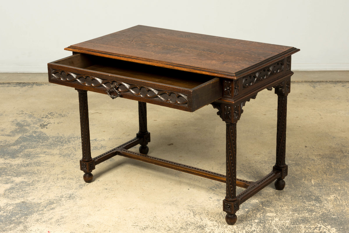 Late 19th Century French Gothic Revival Carved Oak Writing Desk