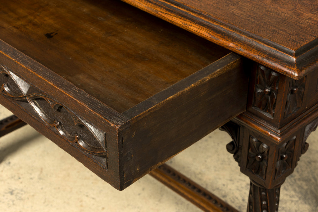 Late 19th Century French Gothic Revival Carved Oak Writing Desk