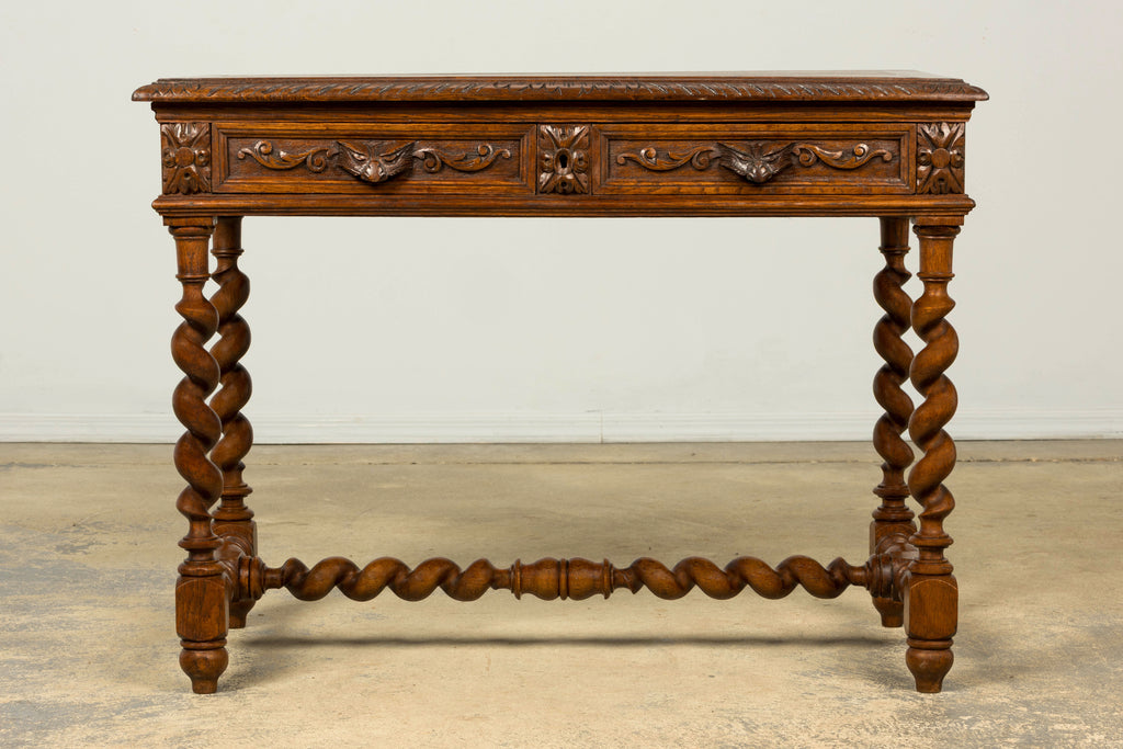 Late 19th Century French Henry II Carved Oak Writing Table