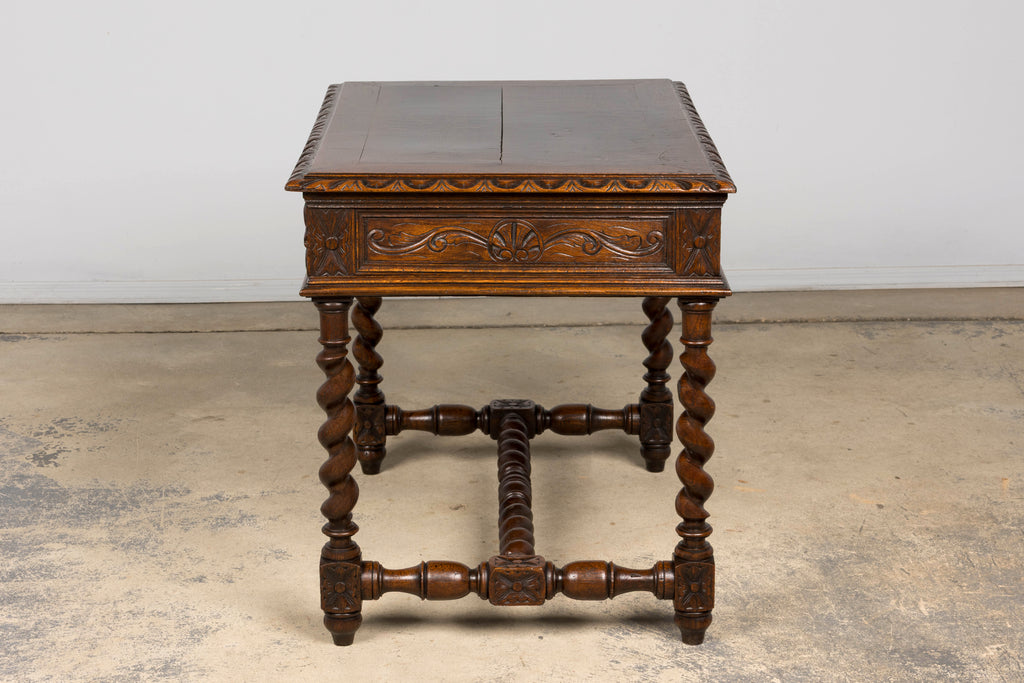 Late 19th Century French Henry II Carved Oak Writing Table