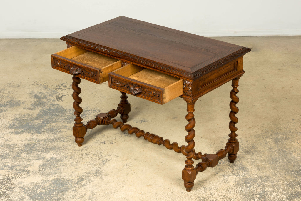 Late 19th Century French Henry II Carved Oak Writing Table