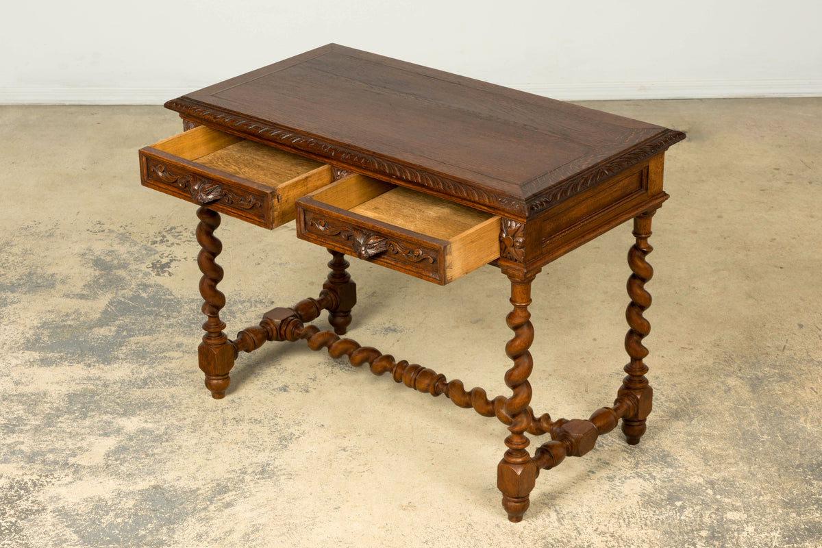 Late 19th Century French Henry II Carved Oak Writing Table