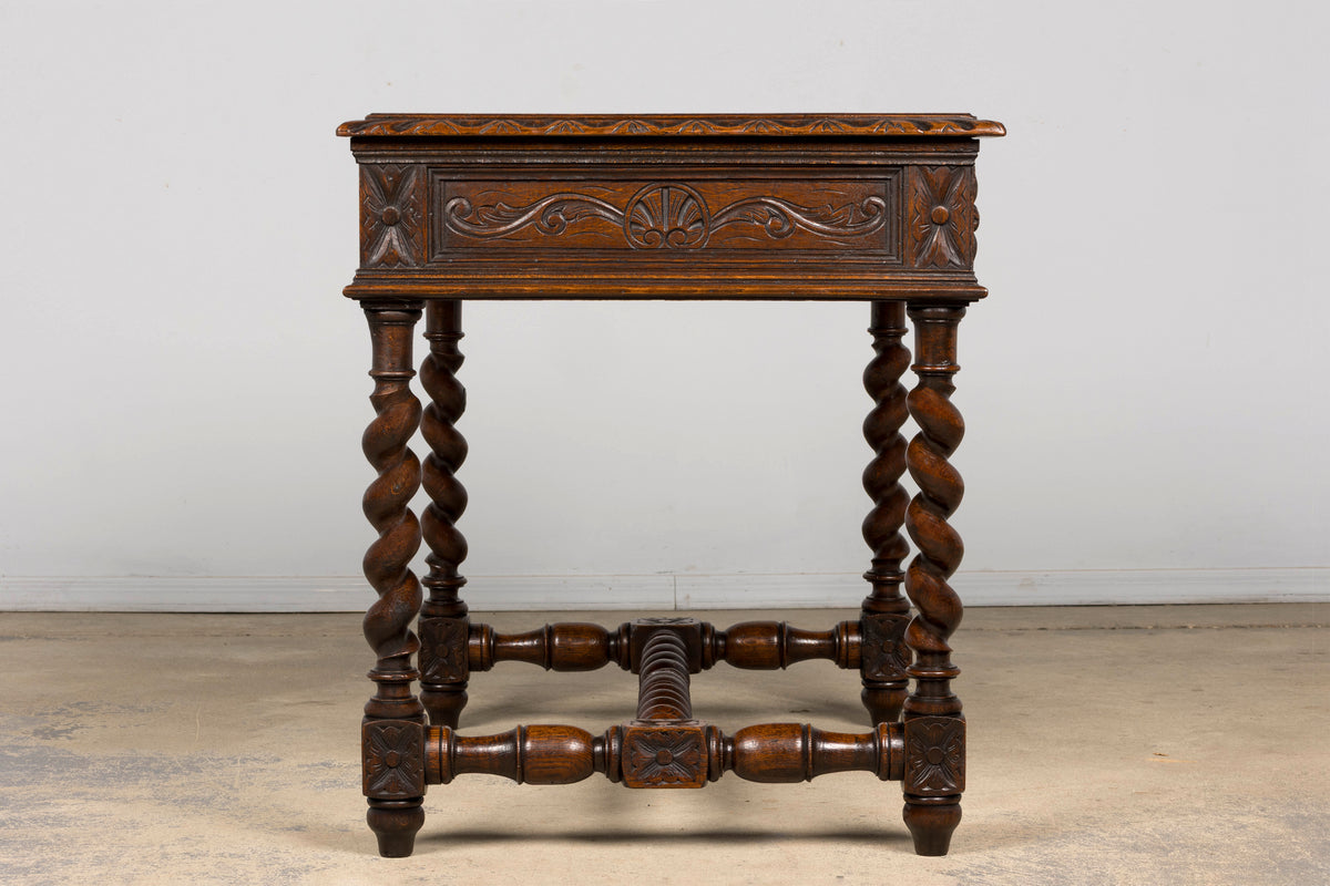 Late 19th Century French Henry II Carved Oak Writing Table