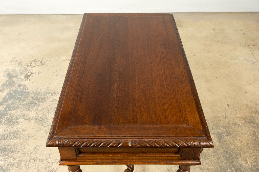 Late 19th Century French Henry II Carved Oak Writing Table