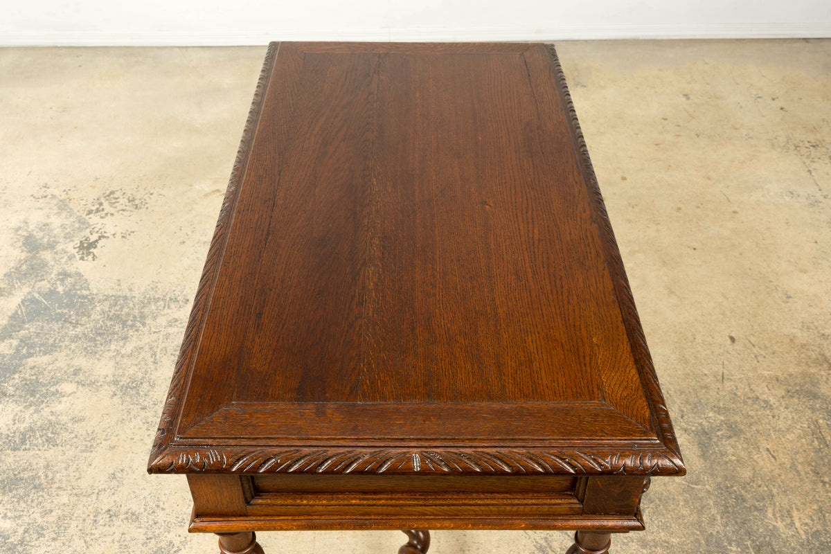 Late 19th Century French Henry II Carved Oak Writing Table