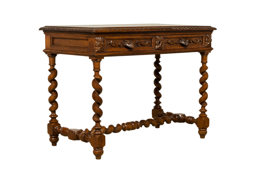 Late 19th Century French Henry II Carved Oak Writing Table