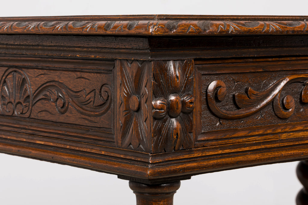 Late 19th Century French Henry II Carved Oak Writing Table