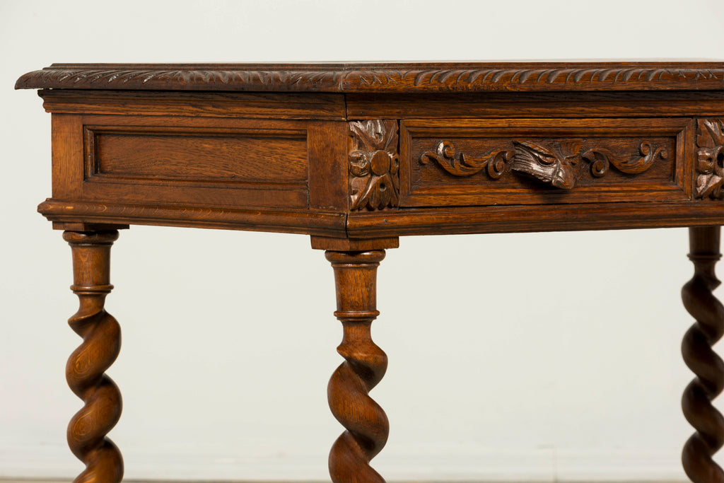 Late 19th Century French Henry II Carved Oak Writing Table