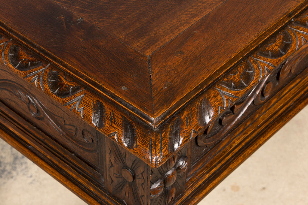Late 19th Century French Henry II Carved Oak Writing Table