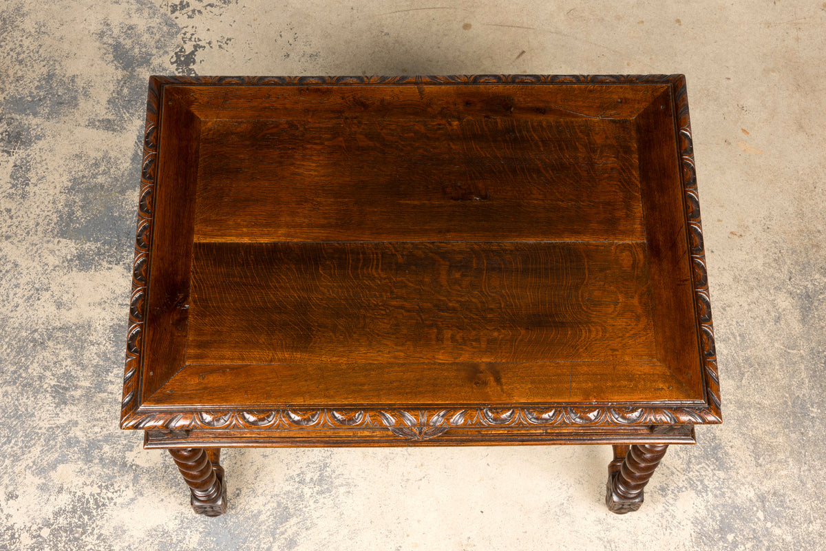 Late 19th Century French Henry II Carved Oak Writing Table