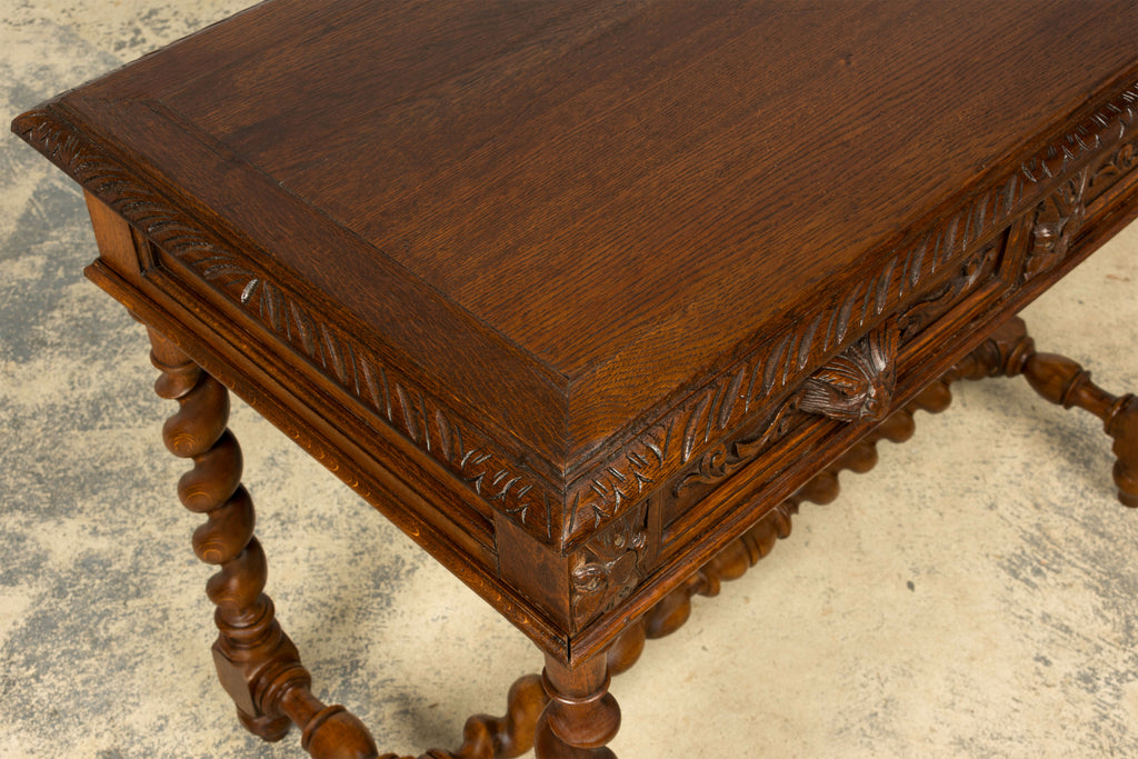 Late 19th Century French Henry II Carved Oak Writing Table