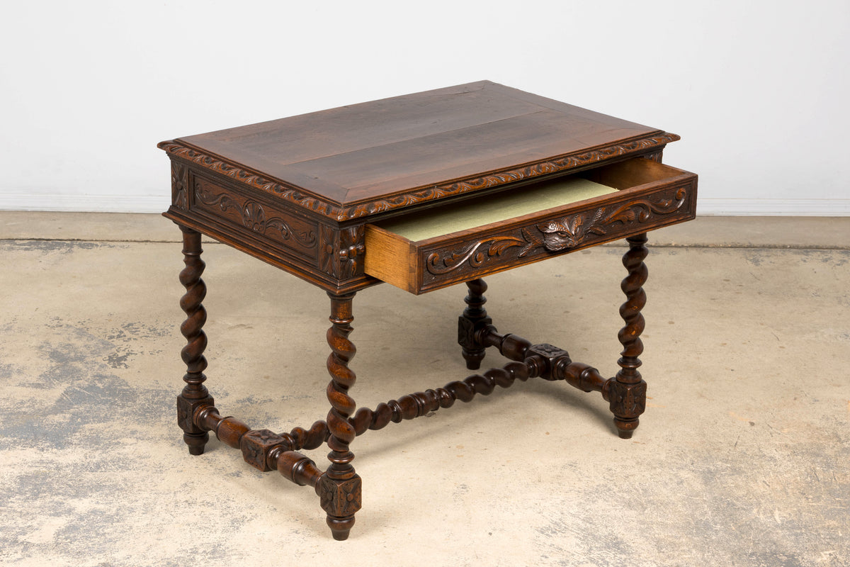 Late 19th Century French Henry II Carved Oak Writing Table