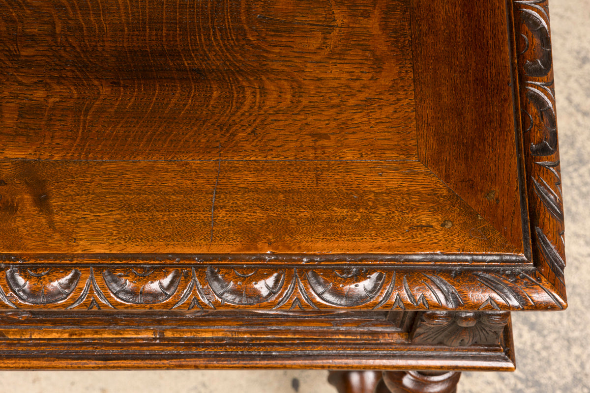 Late 19th Century French Henry II Carved Oak Writing Table