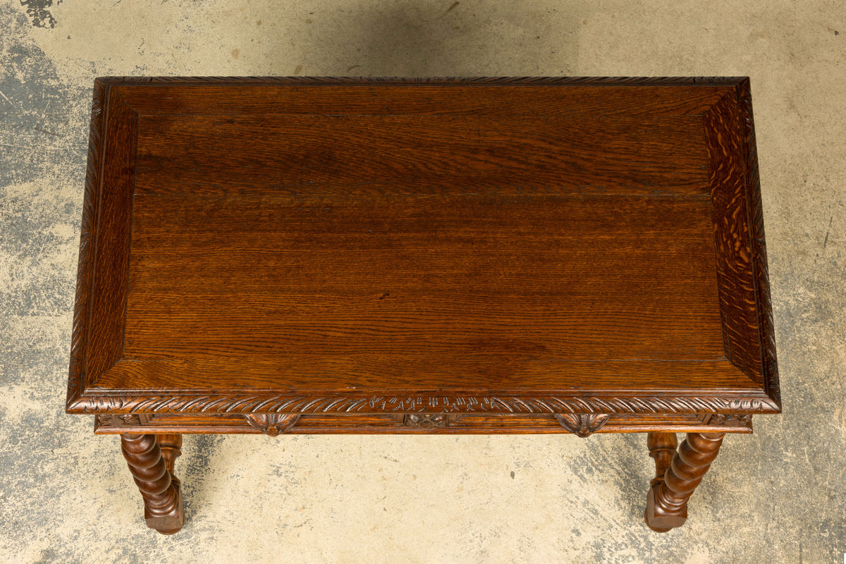 Late 19th Century French Henry II Carved Oak Writing Table