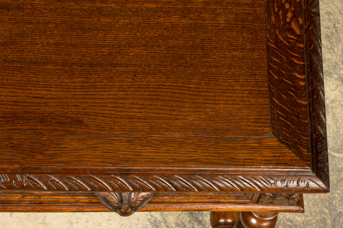 Late 19th Century French Henry II Carved Oak Writing Table