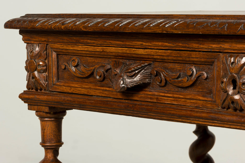Late 19th Century French Henry II Carved Oak Writing Table