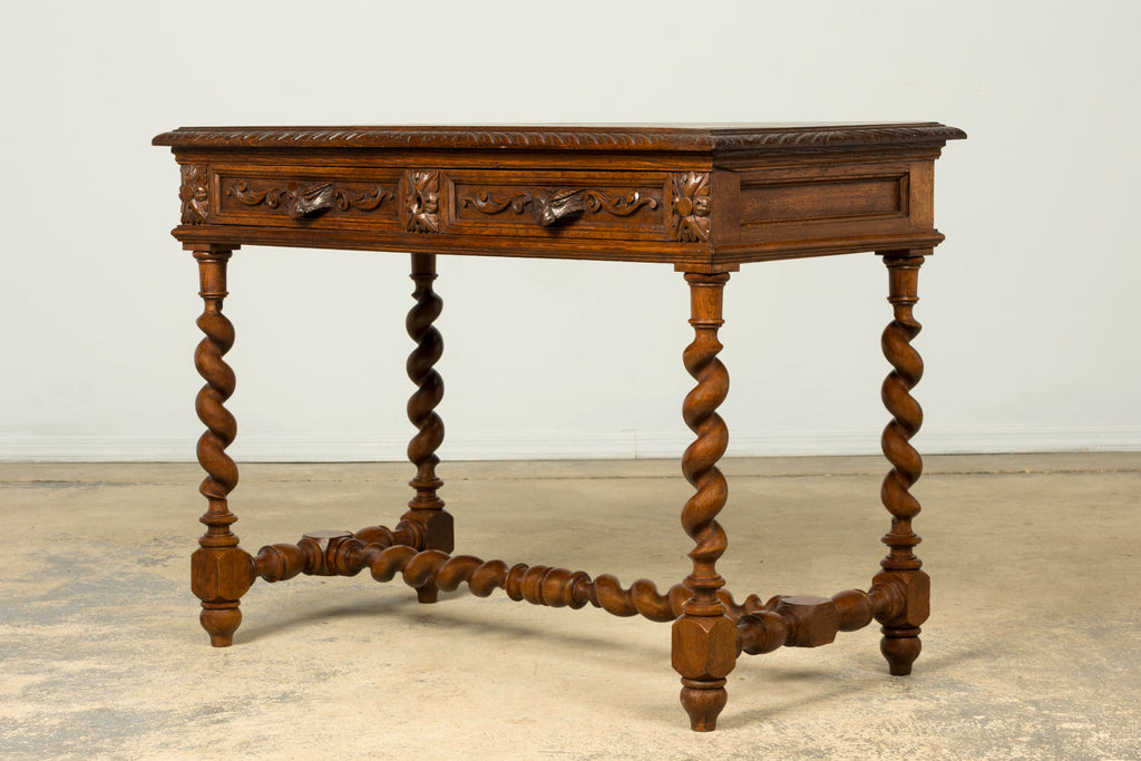Late 19th Century French Henry II Carved Oak Writing Table