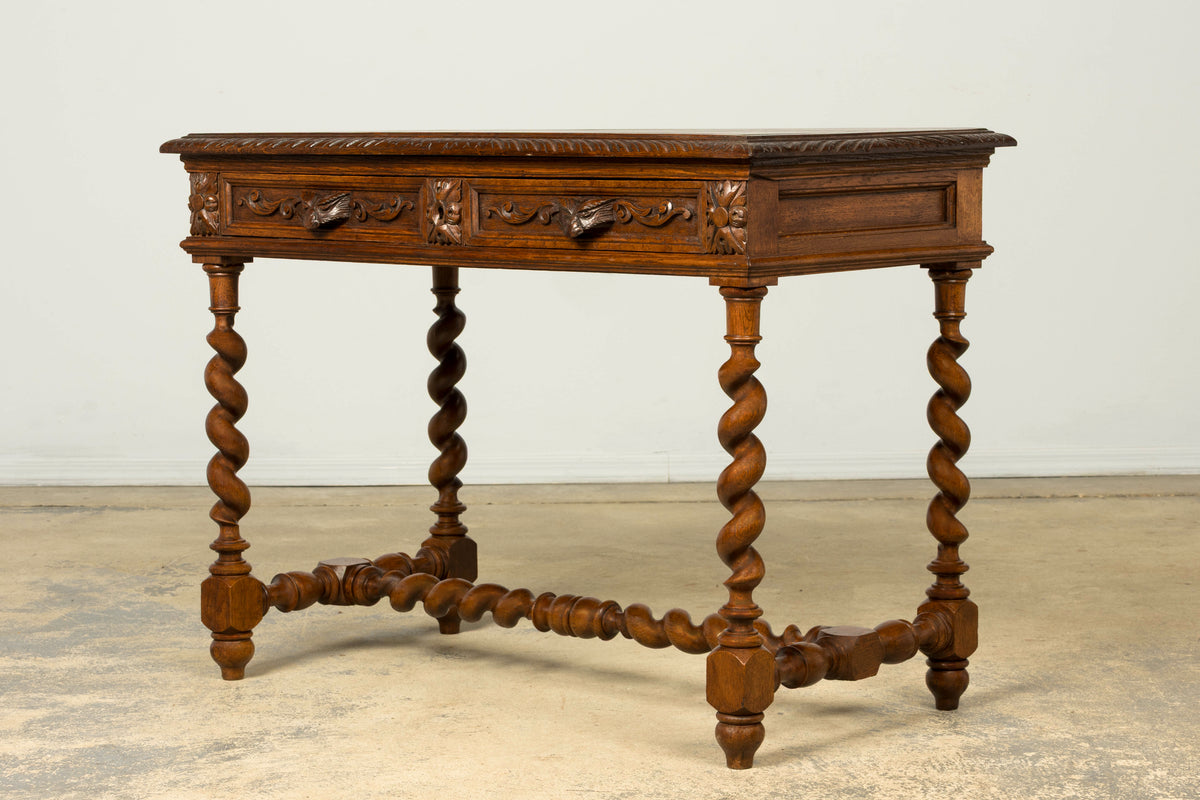 Late 19th Century French Henry II Carved Oak Writing Table
