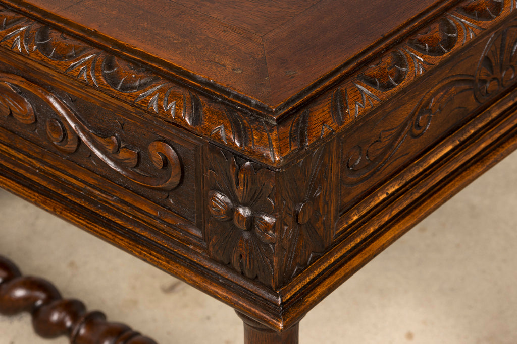 Late 19th Century French Henry II Carved Oak Writing Table