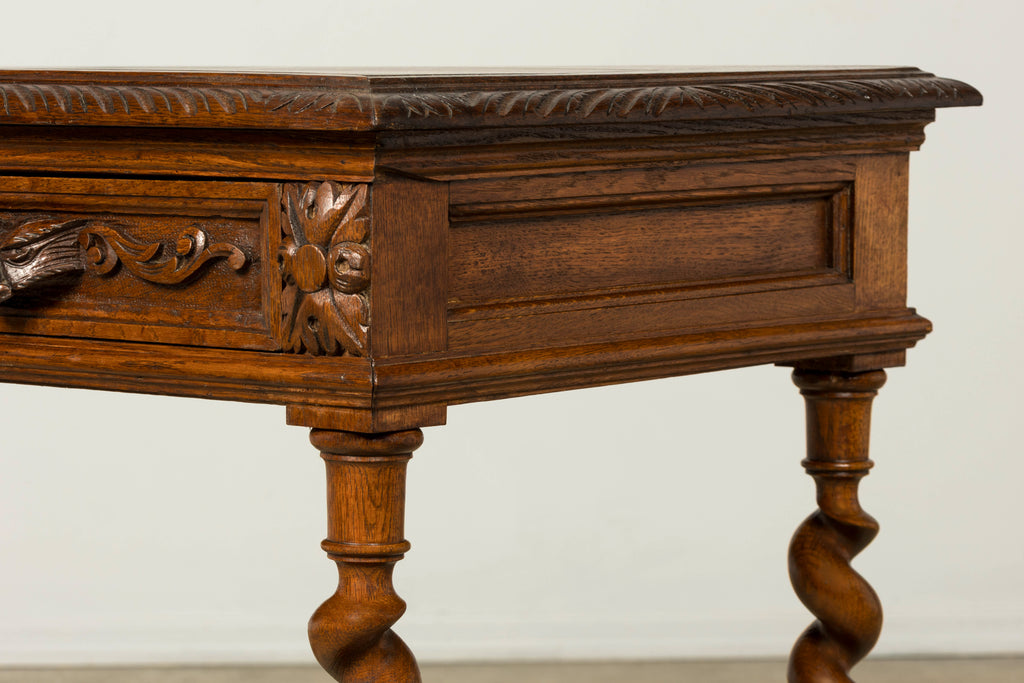 Late 19th Century French Henry II Carved Oak Writing Table