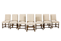 Late 19th Century French Louis XIII Dining Chairs in Blue Striped Jacquard, Set of 12