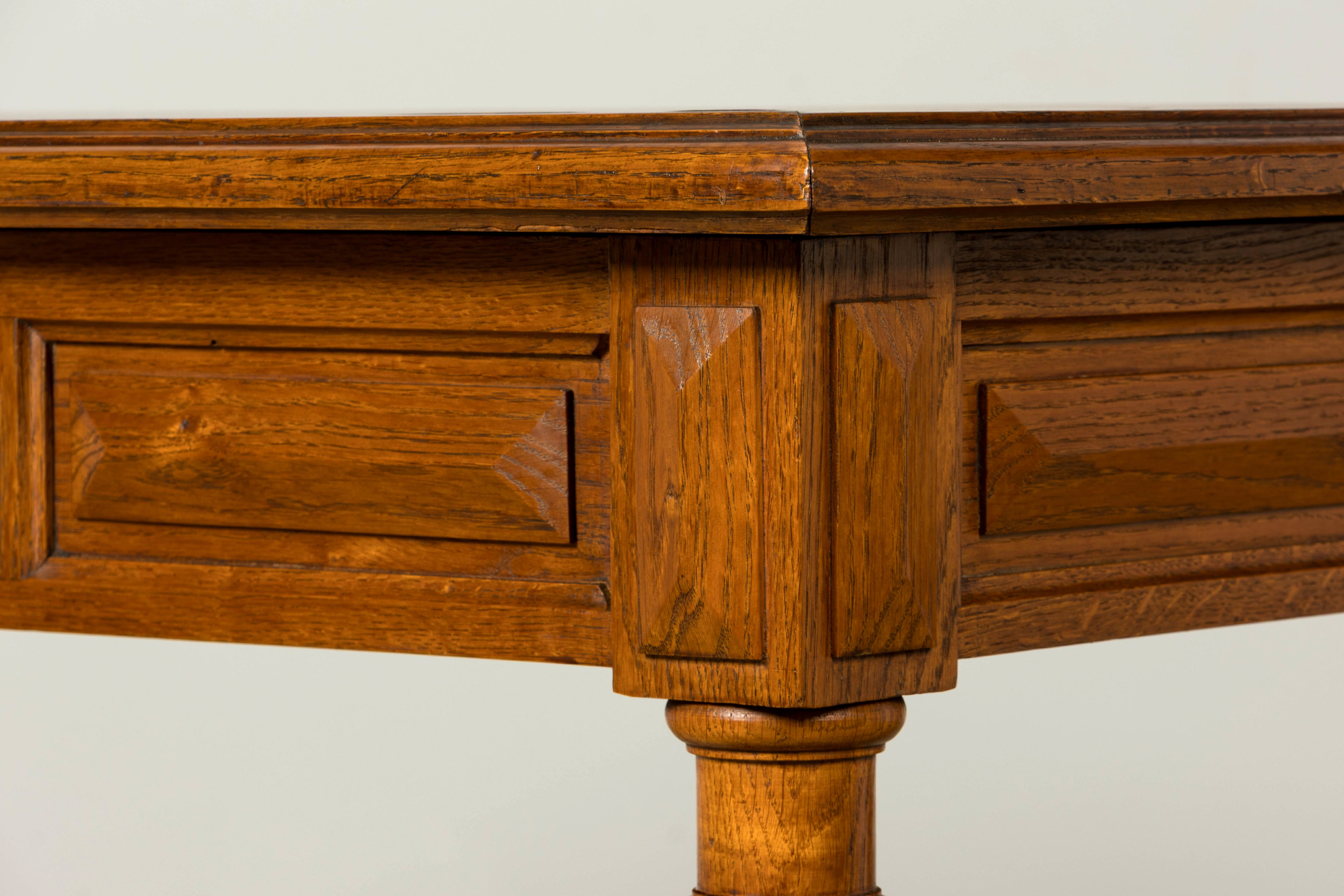 Late 19th Century French Louis XIII Oak Writing Desk with Barley Twist Legs