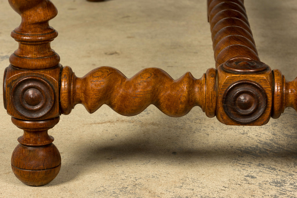Late 19th Century French Louis XIII Oak Writing Desk with Barley Twist Legs