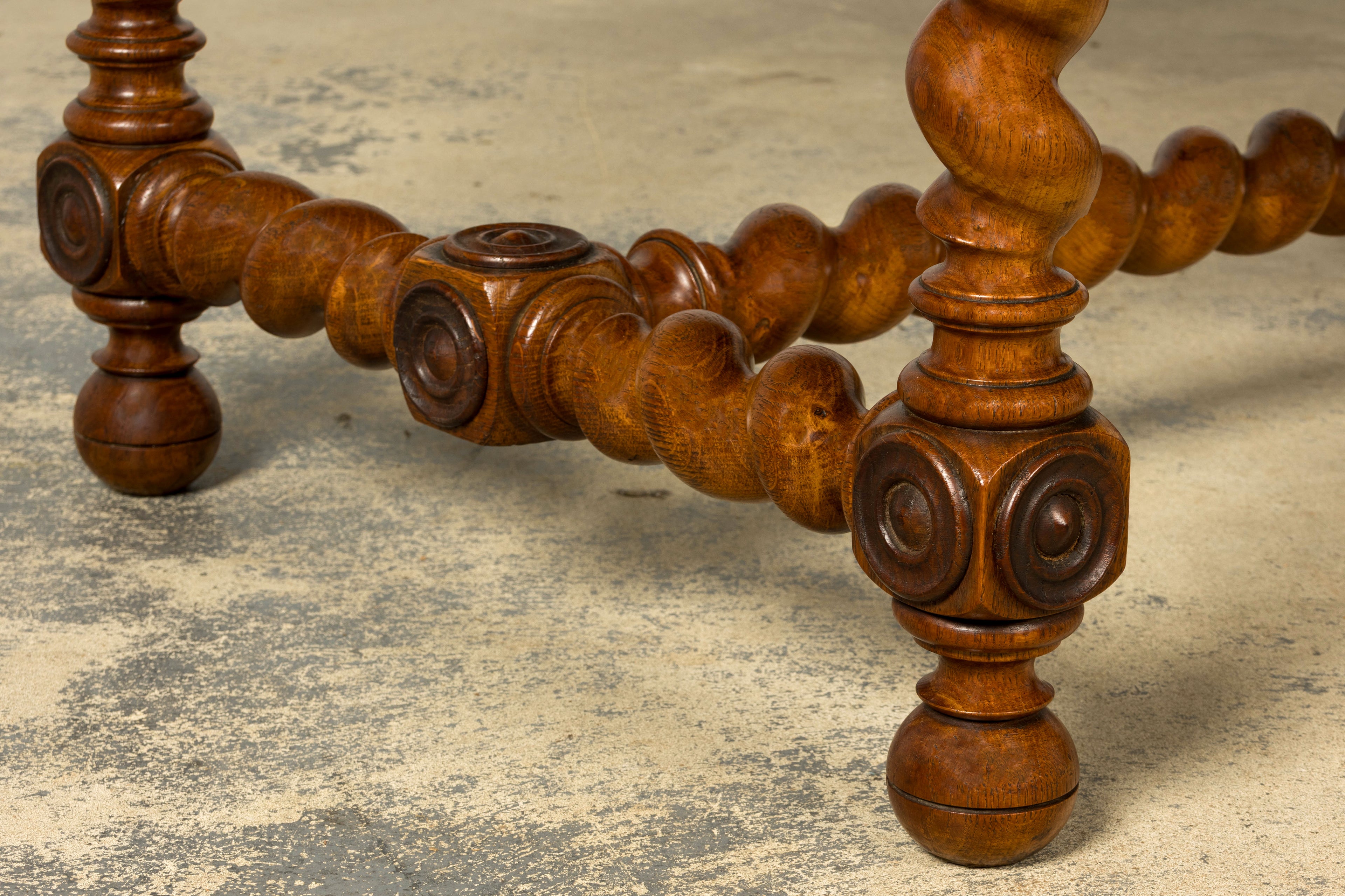 Late 19th Century French Louis XIII Oak Writing Desk with Barley Twist Legs
