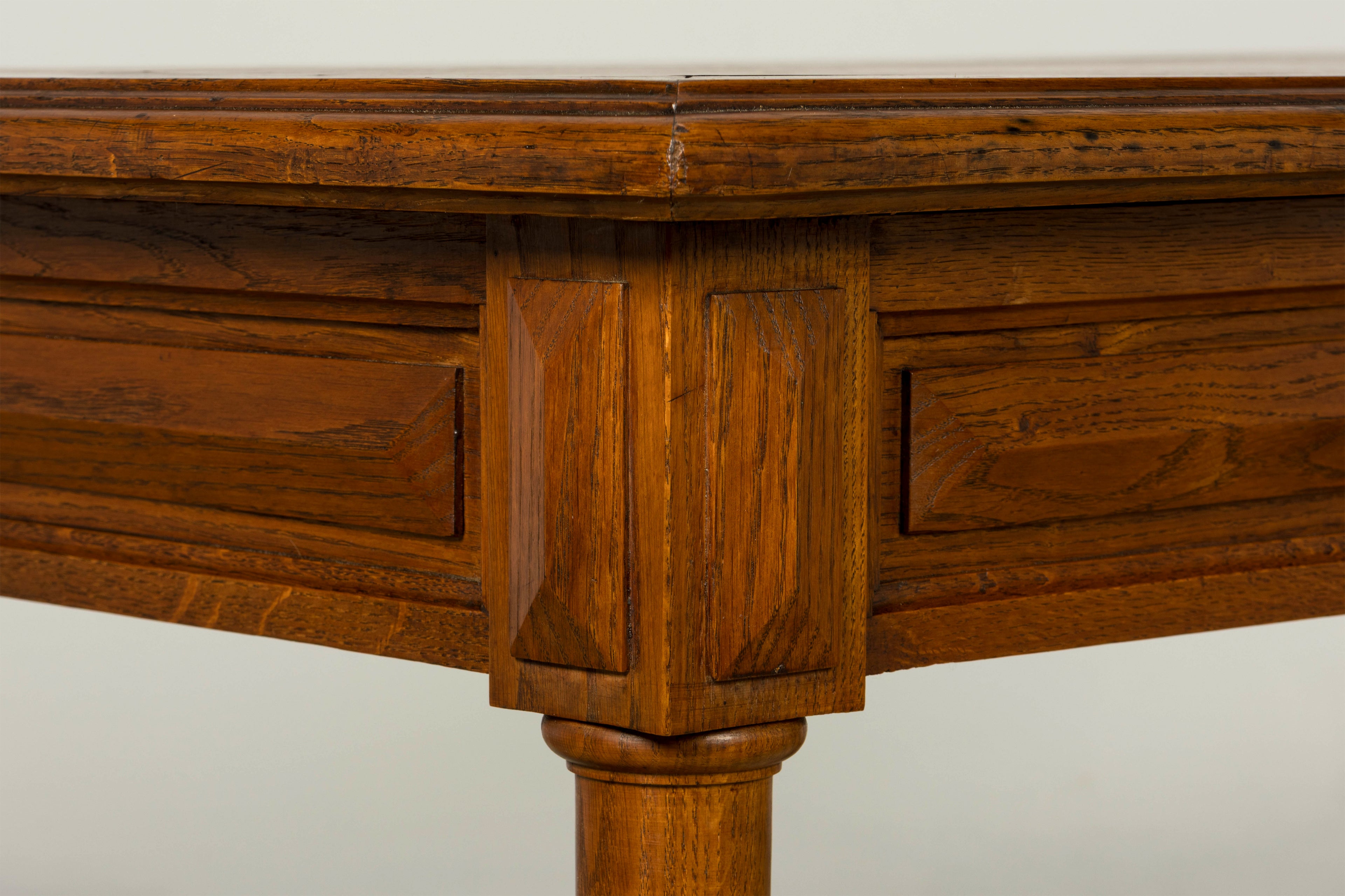 Late 19th Century French Louis XIII Oak Writing Desk with Barley Twist Legs