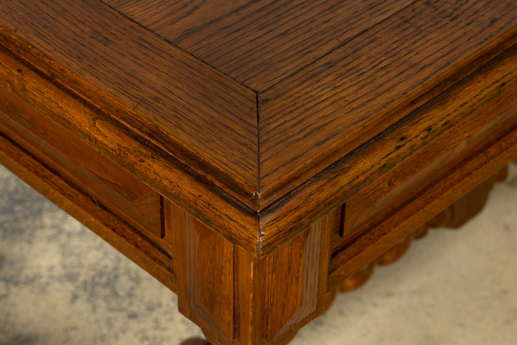 Late 19th Century French Louis XIII Oak Writing Desk with Barley Twist Legs