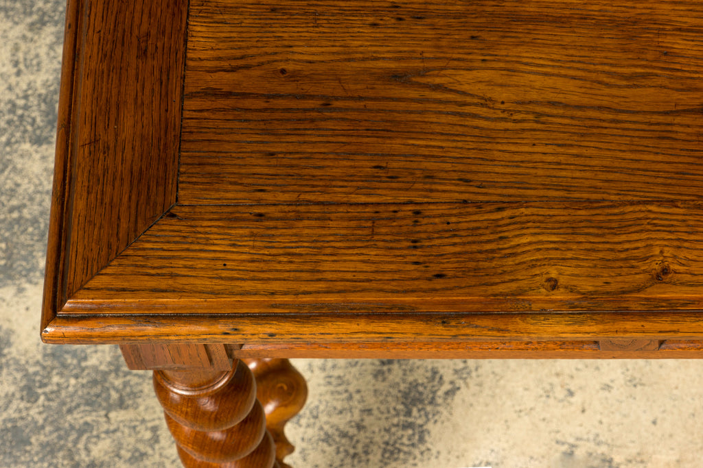 Late 19th Century French Louis XIII Oak Writing Desk with Barley Twist Legs