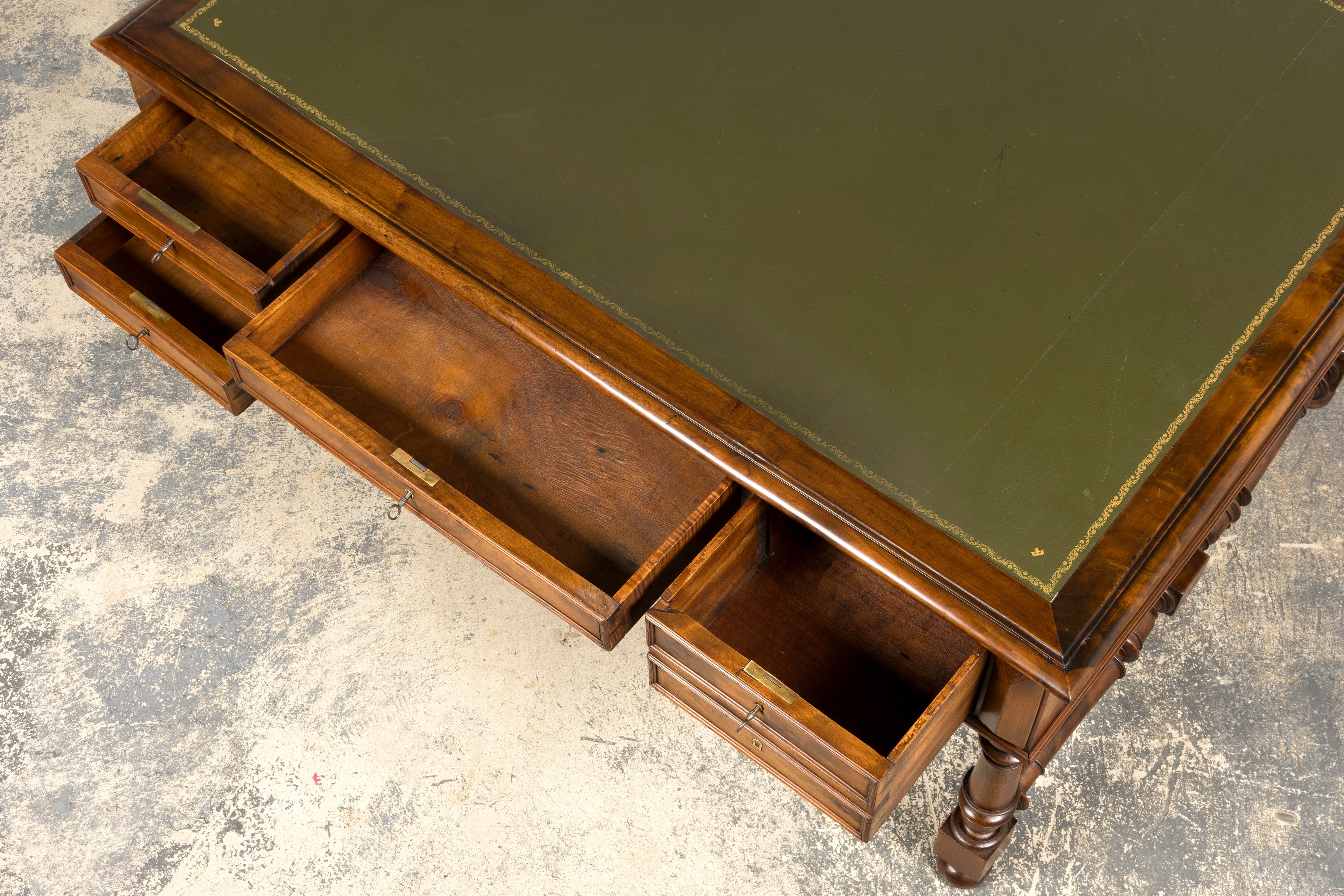 Late 19th Century French Louis XIII Style Walnut Partners Desk