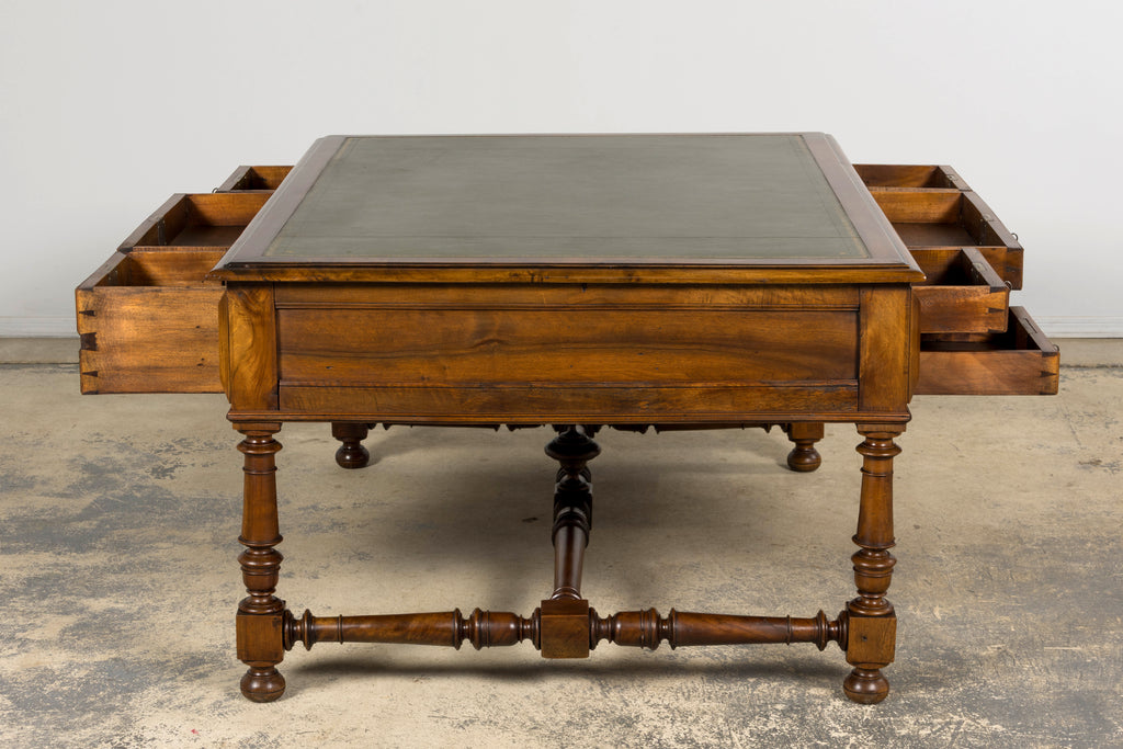 Late 19th Century French Louis XIII Style Walnut Partners Desk