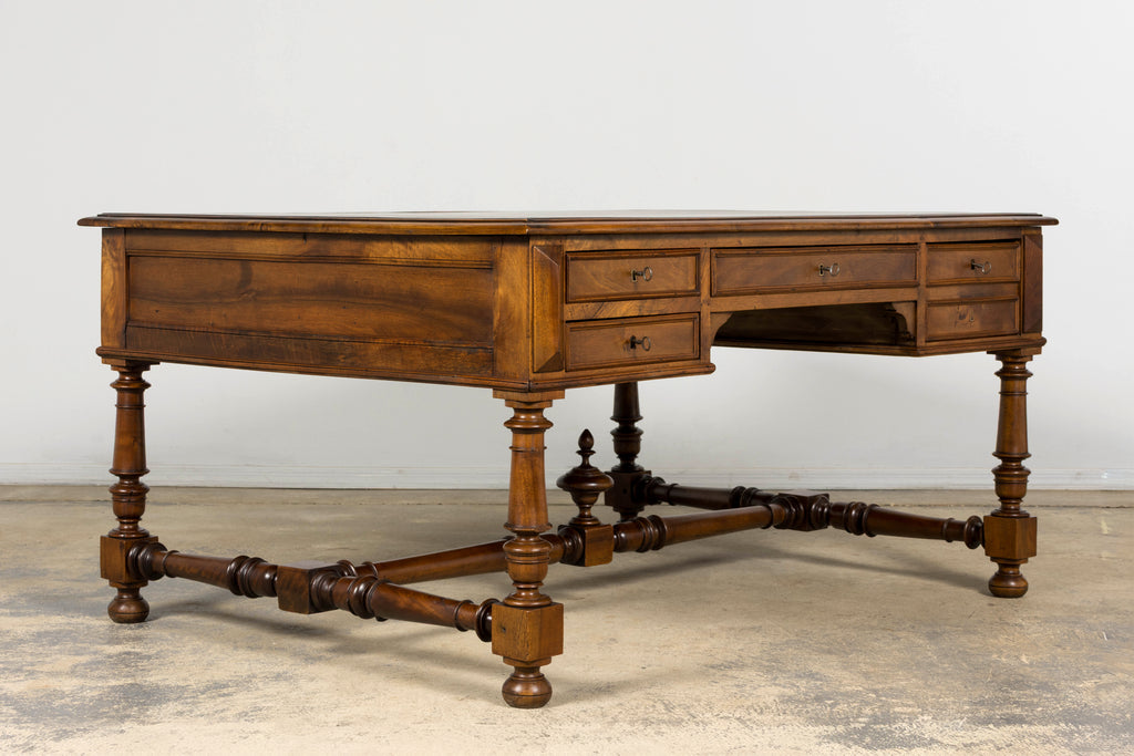 Late 19th Century French Louis XIII Style Walnut Partners Desk