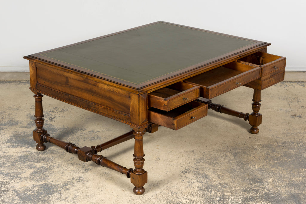 Late 19th Century French Louis XIII Style Walnut Partners Desk