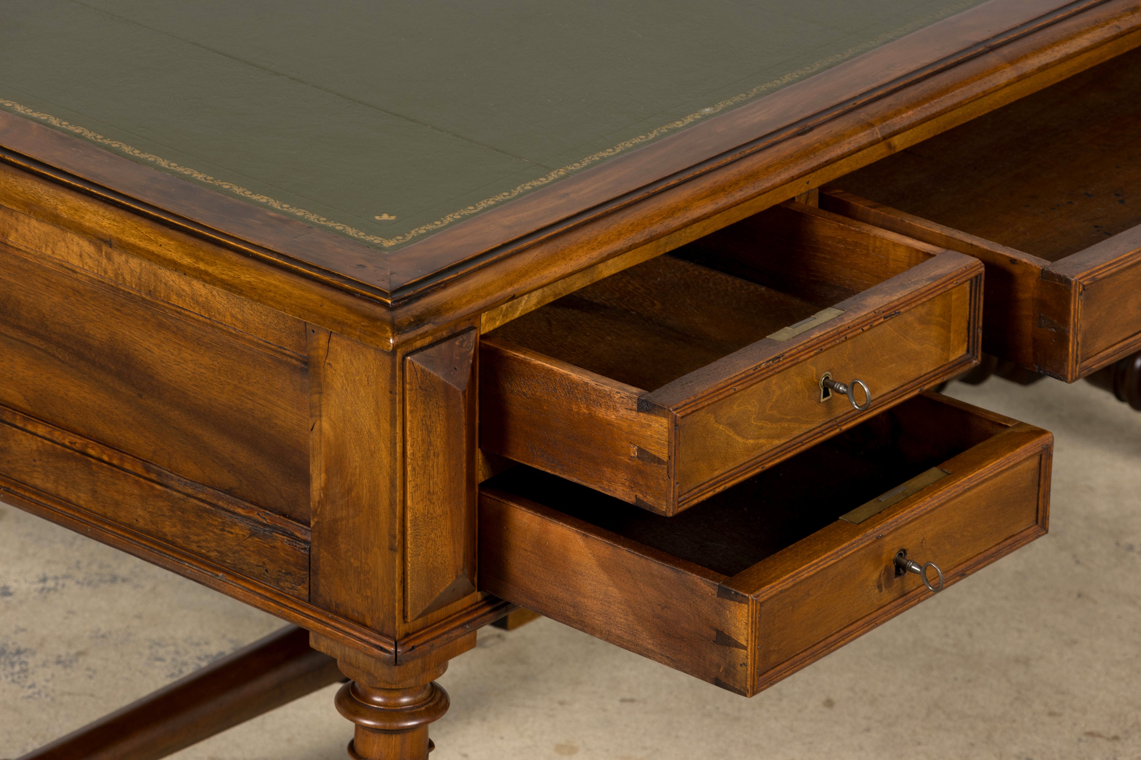 Late 19th Century French Louis XIII Style Walnut Partners Desk