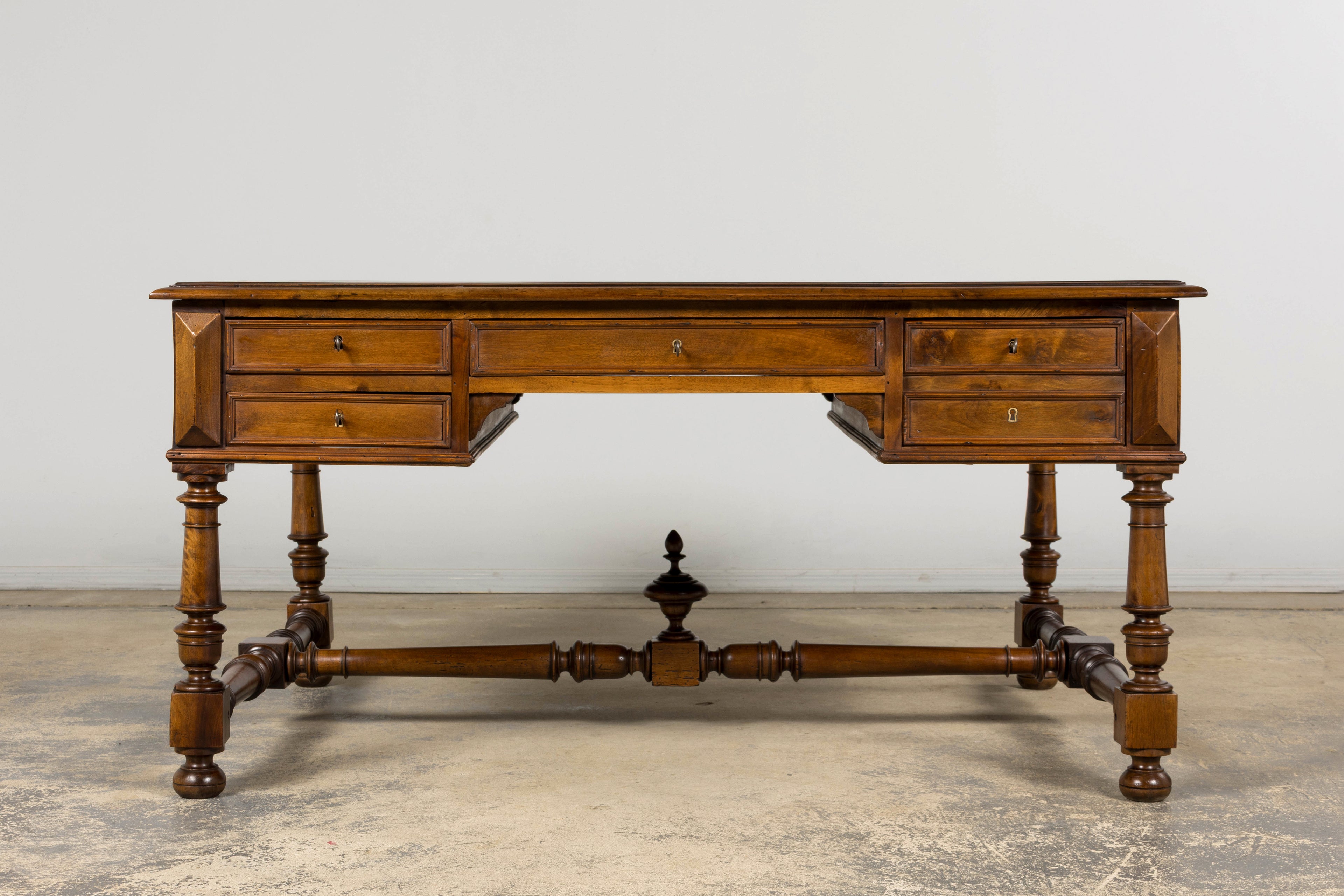 Late 19th Century French Louis XIII Style Walnut Partners Desk