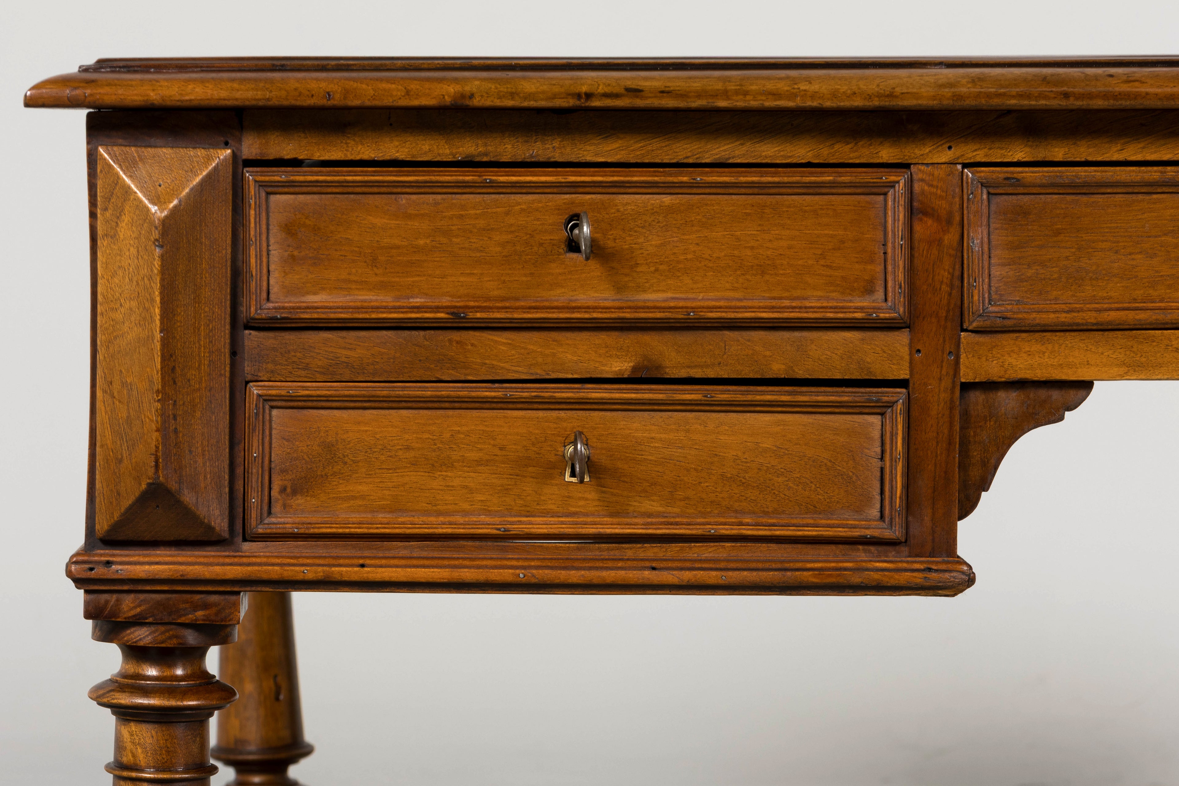 Late 19th Century French Louis XIII Style Walnut Partners Desk