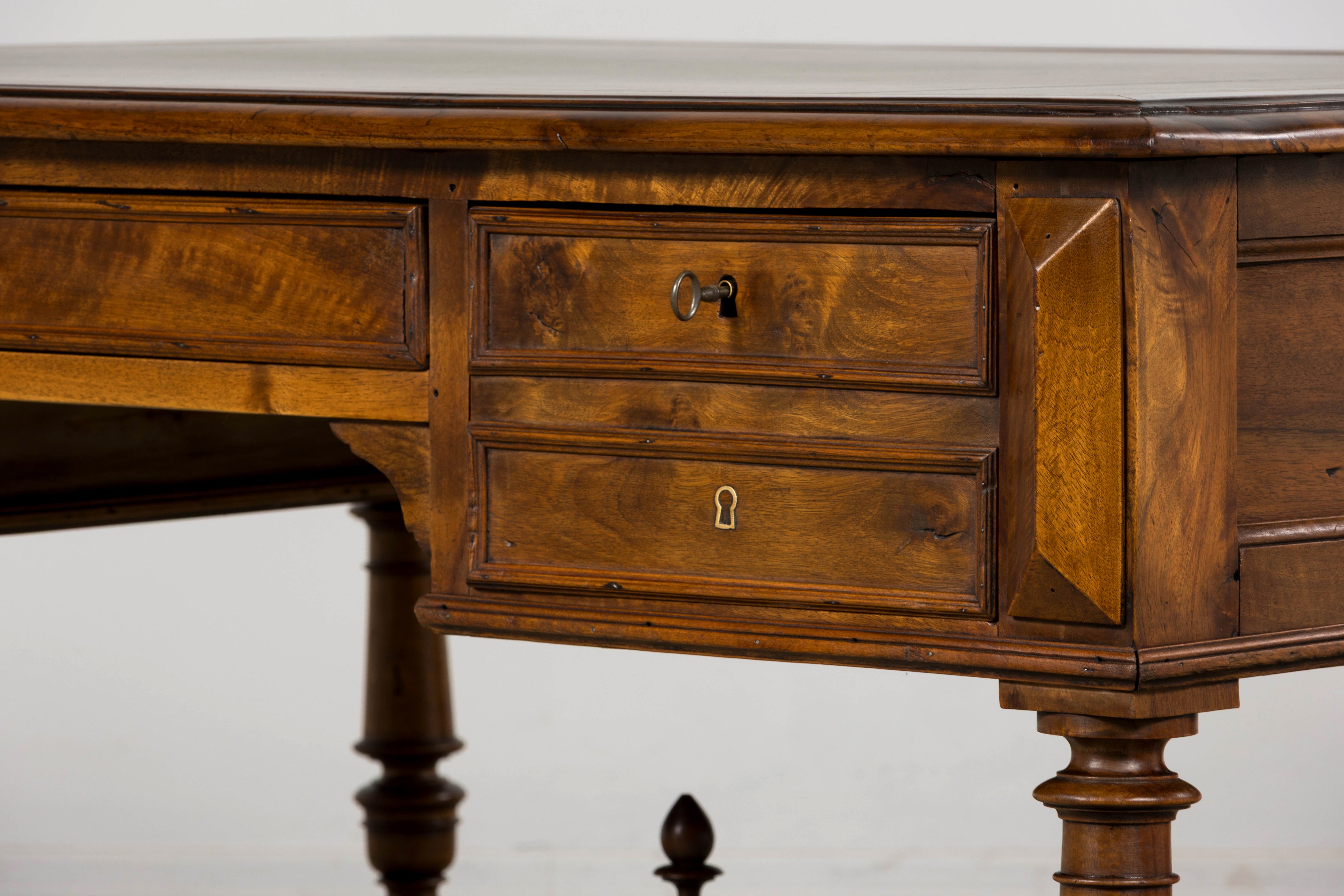 Late 19th Century French Louis XIII Style Walnut Partners Desk