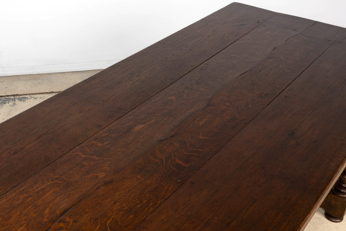 Late 19th Century French Louis XIV Style Oak Dining Table