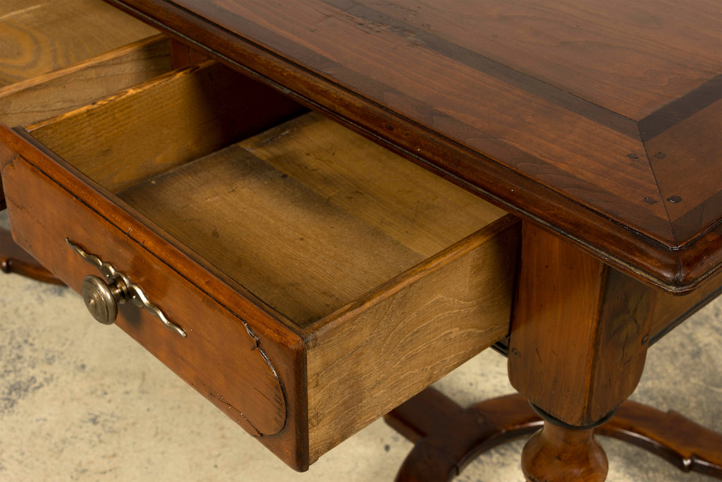 Late 19th Century French Louis XIV Style Walnut Writing Table with Three Drawers