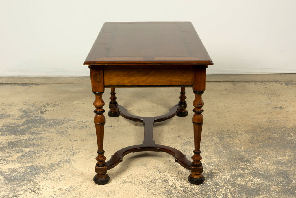 Late 19th Century French Louis XIV Style Walnut Writing Table with Three Drawers