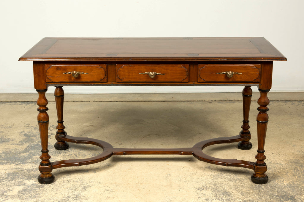 Late 19th Century French Louis XIV Style Walnut Writing Table with Three Drawers