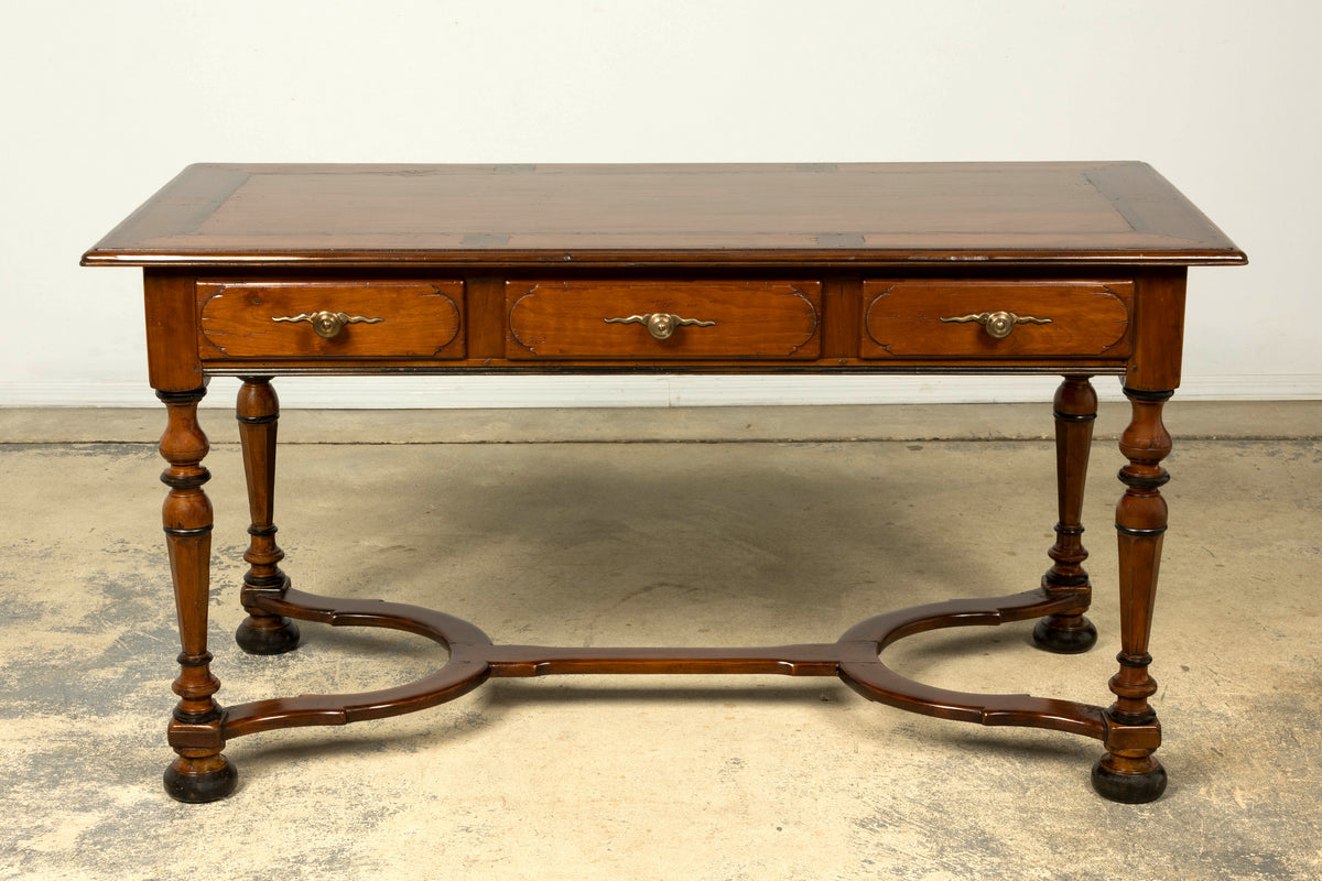 Late 19th Century French Louis XIV Style Walnut Writing Table with Three Drawers
